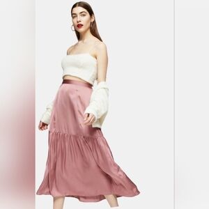 Topshop Blush Satin Maxi Skirt